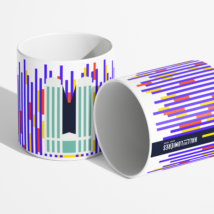 Déclinaison graphique de l'emblématique sur des mugs