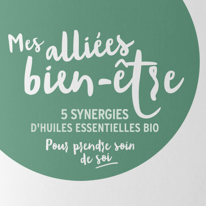 Logo synergies "mes alliées bien-être" sur fond vert